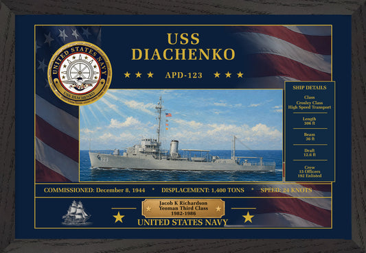 USS Diachenko APD-123 Framed Patriotic Art