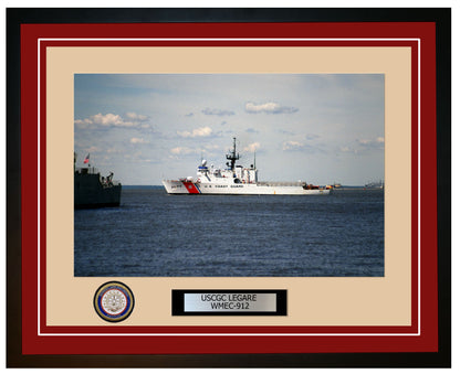 USCGC LEGARE WMEC 912 Framed Coast Guard Ship Photo Burgundy 55WMEC912