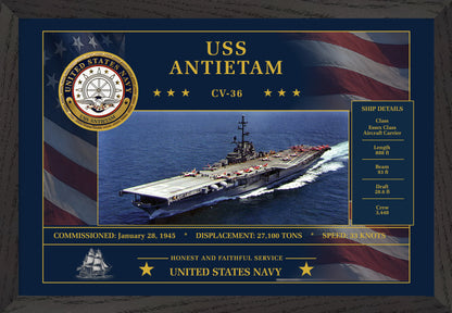 USS Antietam CV-36 Framed Patriotic Art