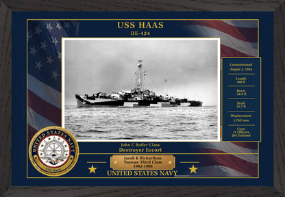 USS Haas DE-424 Framed Patriotic Photo