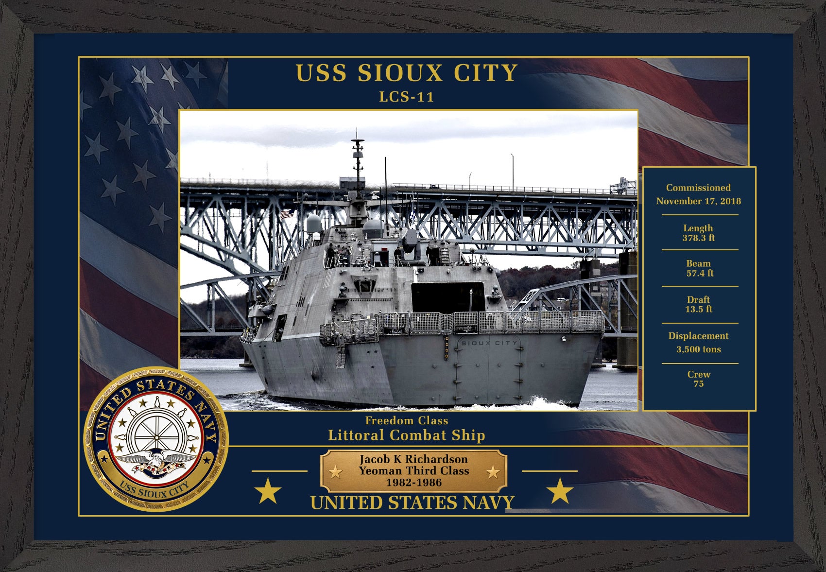 USS Sioux City LCS-11 Framed Patriotic Photo
