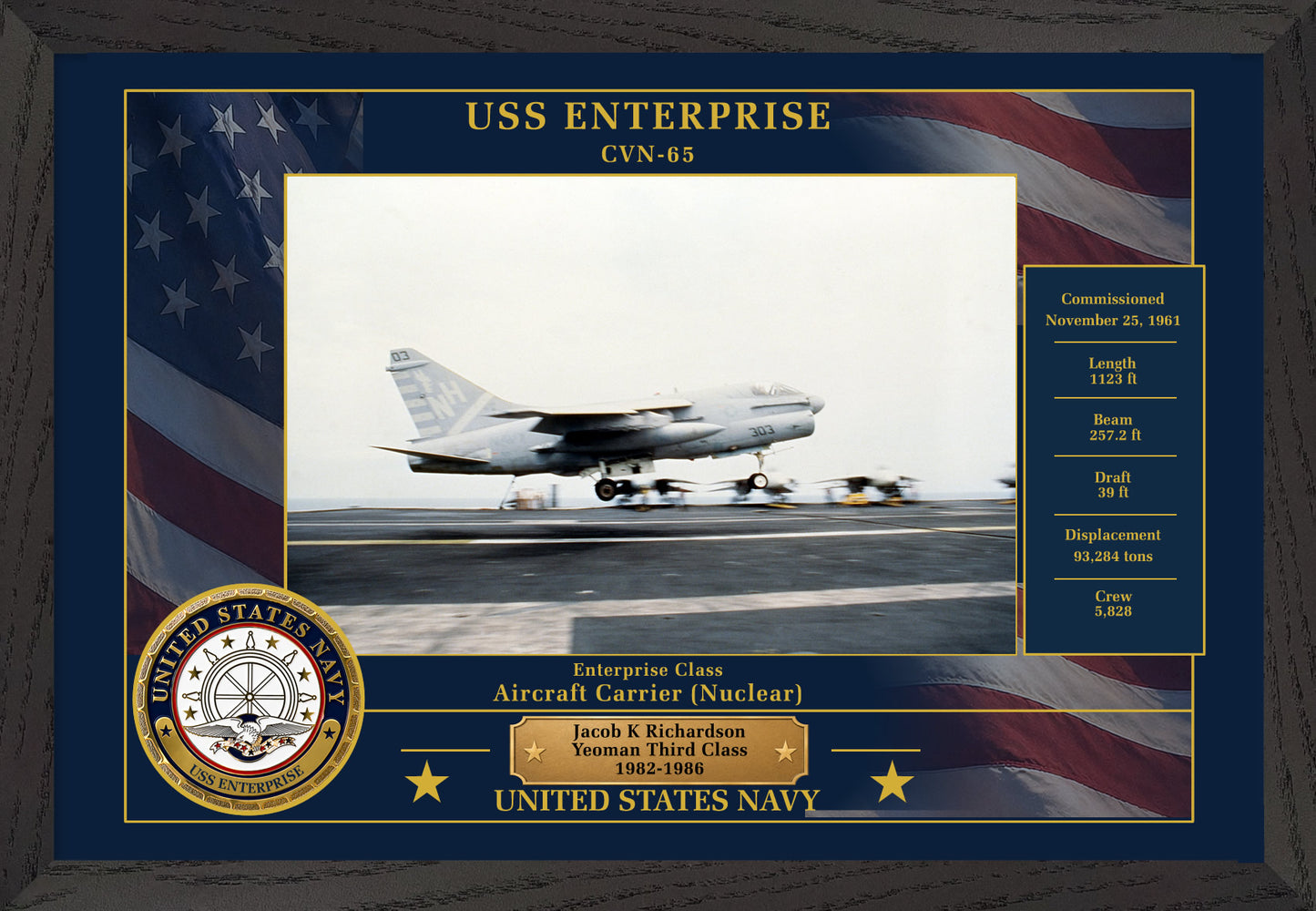 USS Enterprise CVN-65 Framed Patriotic Photo