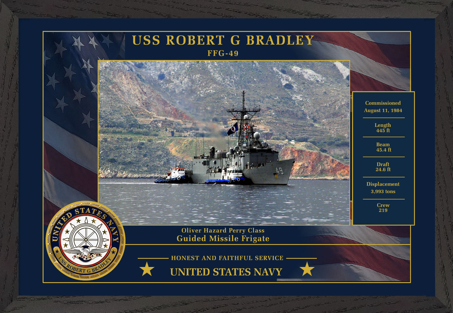 USS Robert G Bradley FFG-49 Framed Patriotic Photo