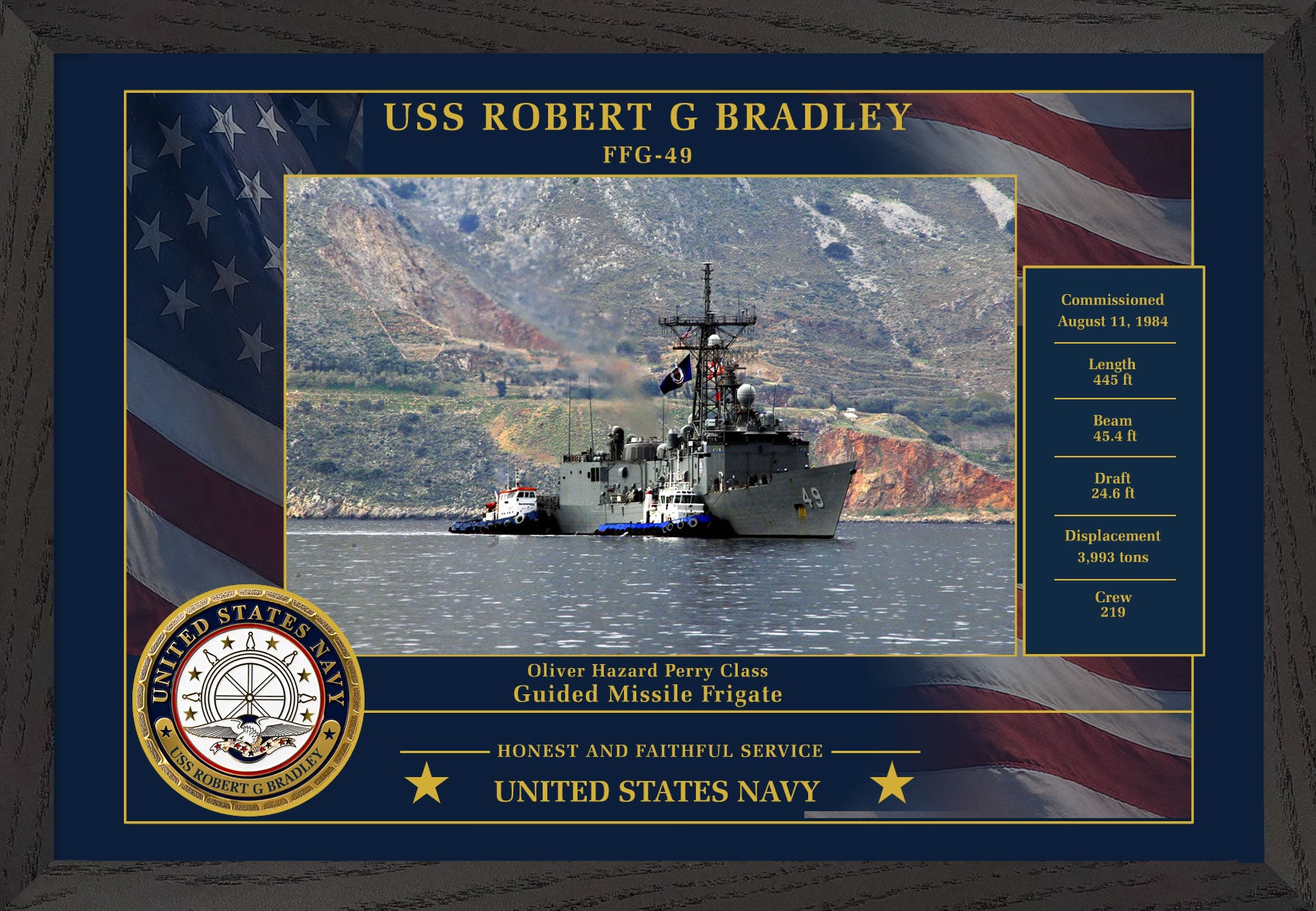 USS Robert G Bradley FFG-49 Framed Patriotic Photo