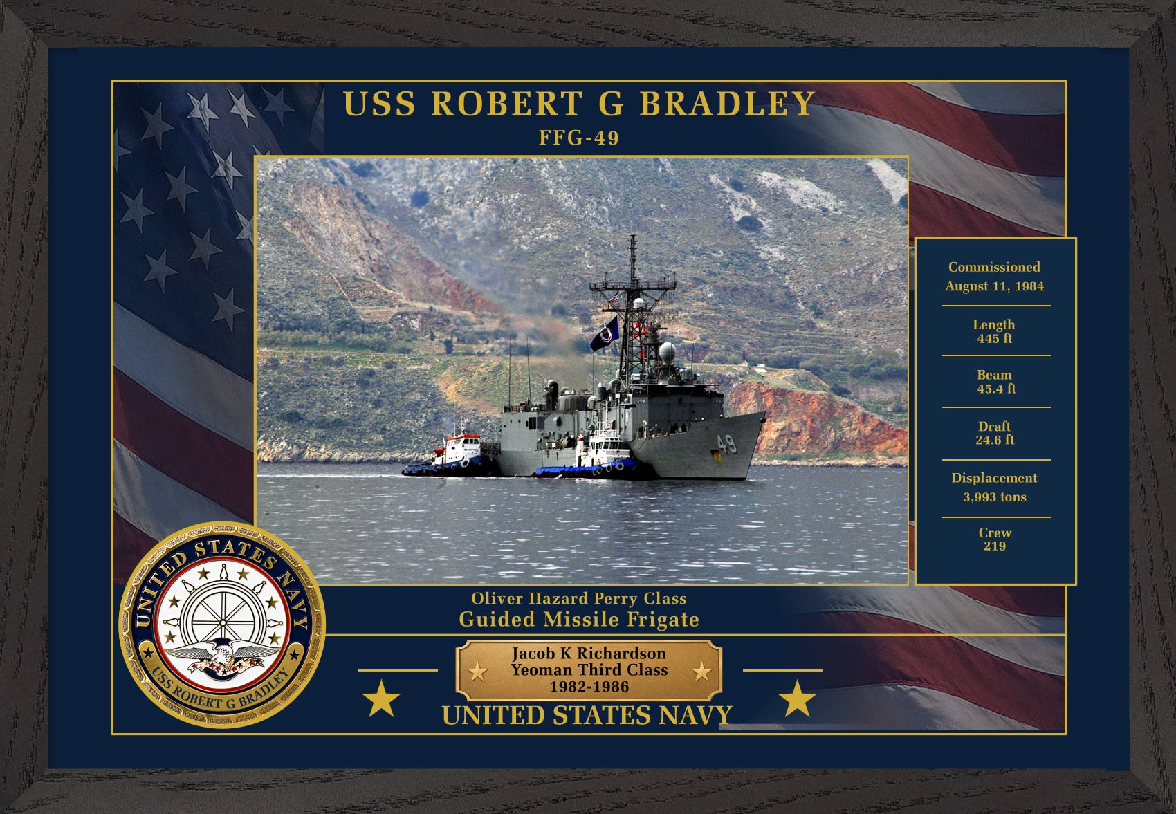 USS Robert G Bradley FFG-49 Framed Patriotic Photo