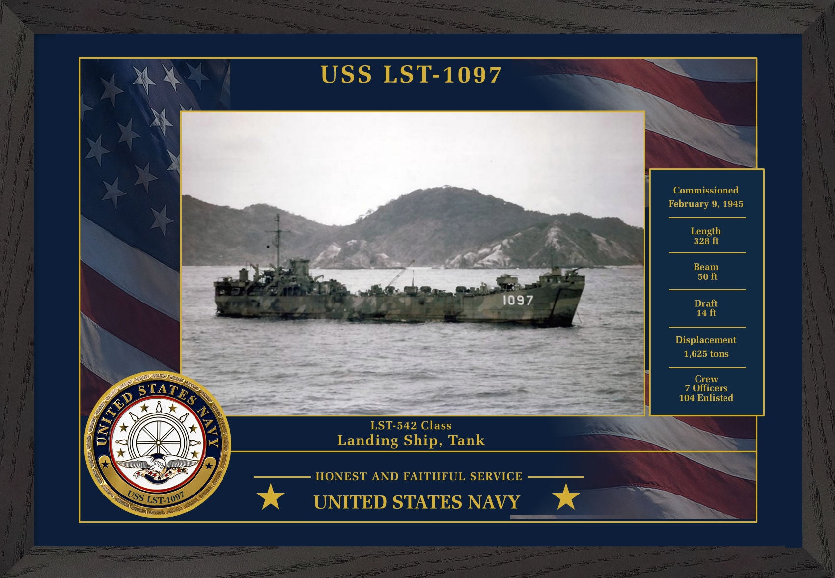 USS Th LST-1097 Framed Patriotic Photo
