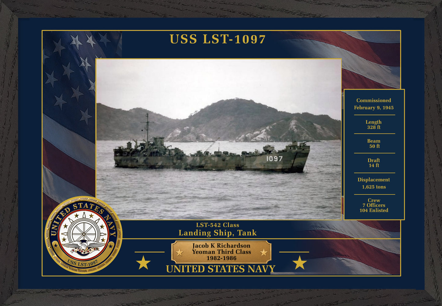 USS Th LST-1097 Framed Patriotic Photo