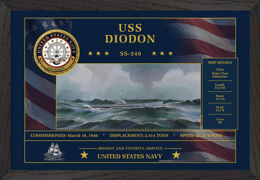 USS Diodon SS-349 Framed Patriotic Art