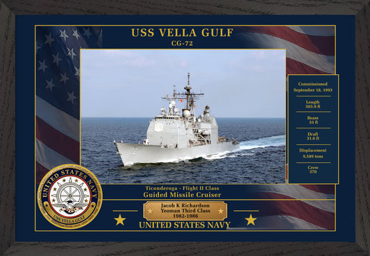 USS Vella Gulf CG-72 Framed Patriotic Photo