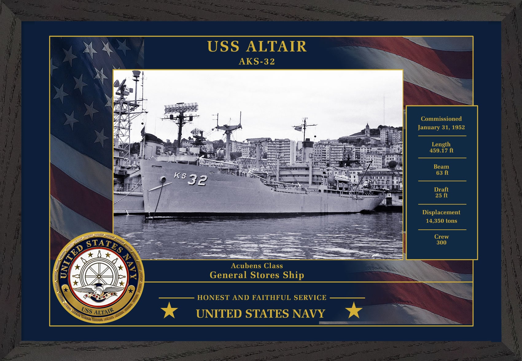 USS Altair AKS-32 Framed Patriotic Photo