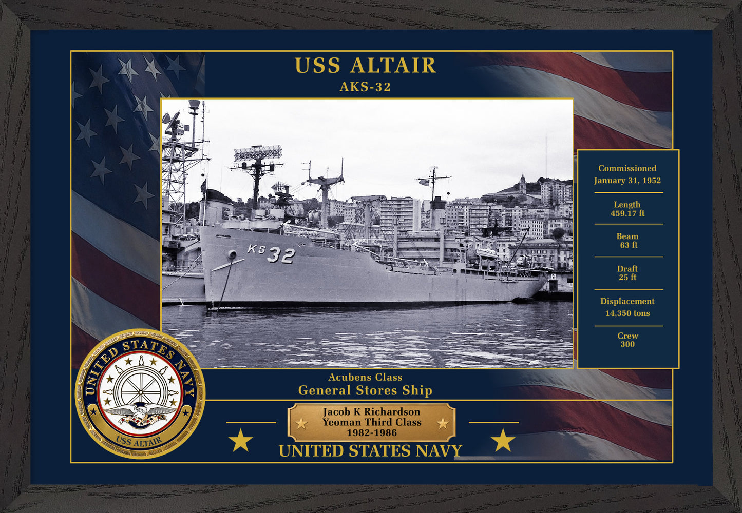 USS Altair AKS-32 Framed Patriotic Photo