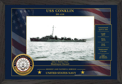 USS Conklin DE-439 Framed Patriotic Photo