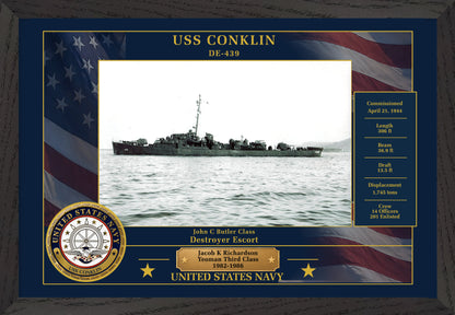 USS Conklin DE-439 Framed Patriotic Photo
