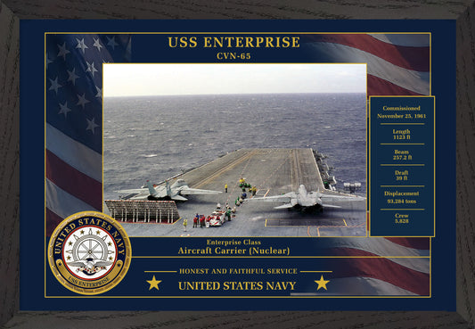 USS Enterprise CVN-65 Framed Patriotic Photo