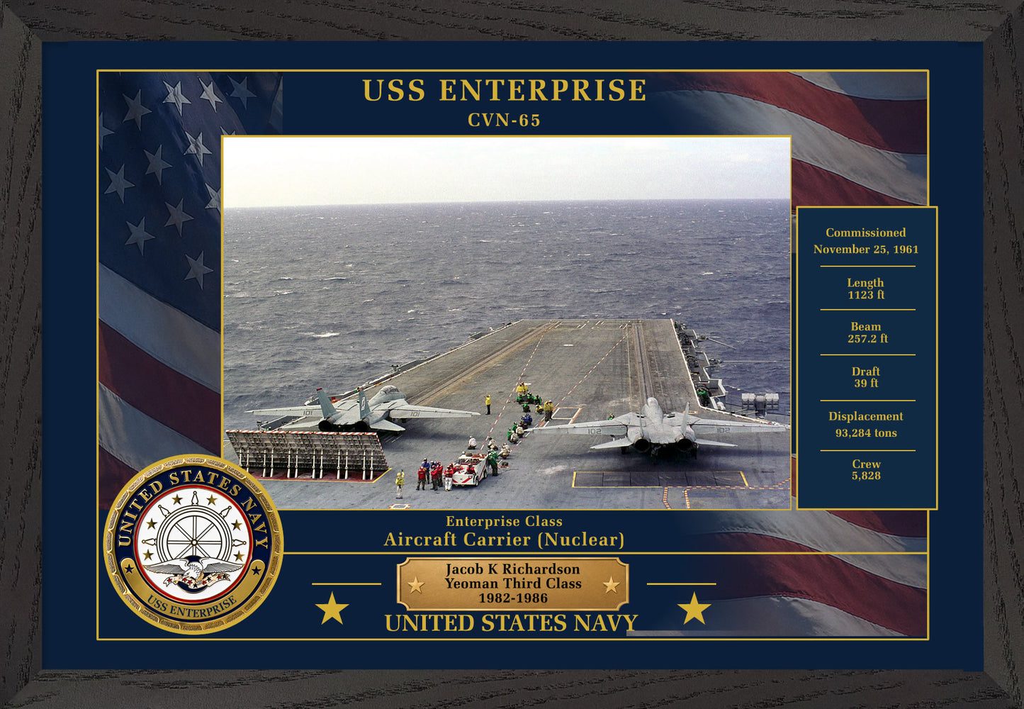 USS Enterprise CVN-65 Framed Patriotic Photo