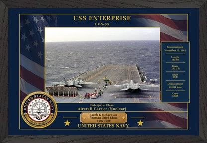 USS Enterprise CVN-65 Framed Patriotic Photo