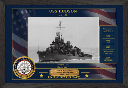 USS Hudson DD-475 Framed Patriotic Photo