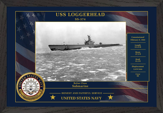 USS Loggerhead SS-374 Framed Patriotic Photo