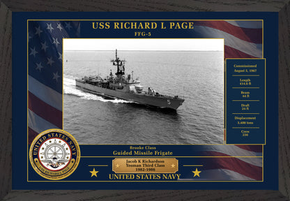 USS Richard L Page FFG-5 Framed Patriotic Photo