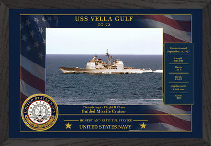 USS Vella Gulf CG-72 Framed Patriotic Photo