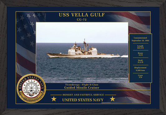 USS Vella Gulf CG-72 Framed Patriotic Photo