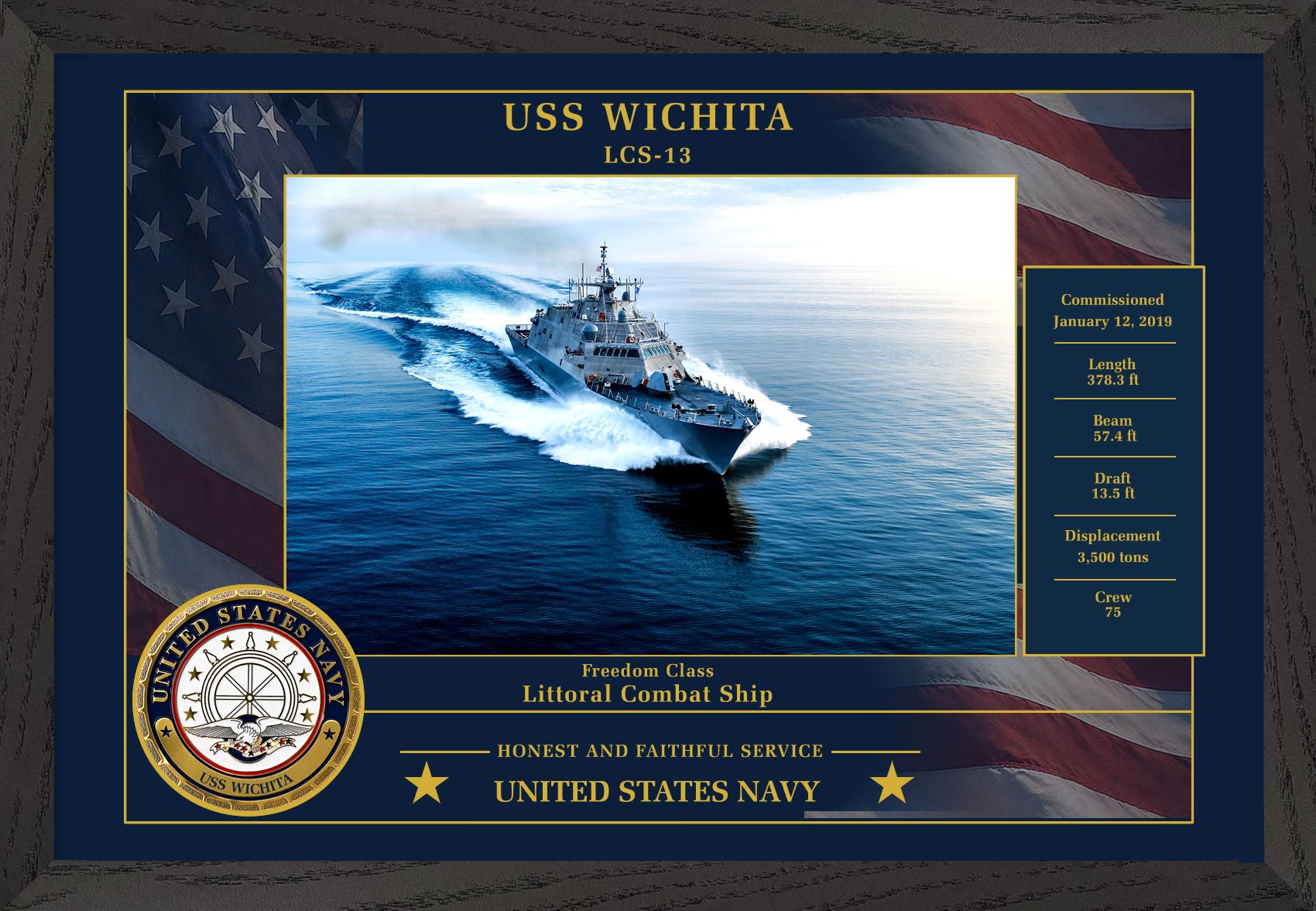 USS Wichita LCS-13 Framed Patriotic Photo