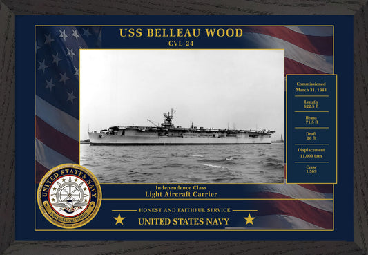 USS Belleau Wood CVL-24 Framed Patriotic Photo