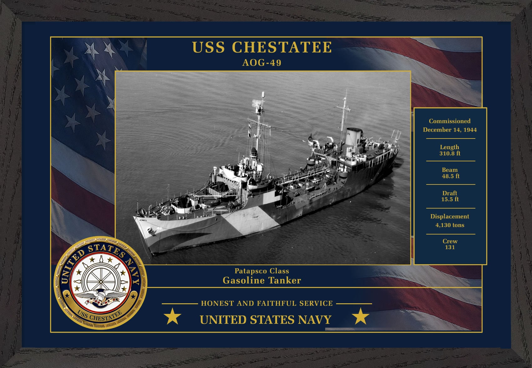 USS Chestatee AOG-49 Framed Patriotic Photo