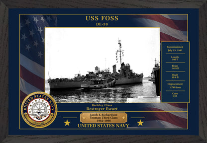 USS Foss DE-59 Framed Patriotic Photo