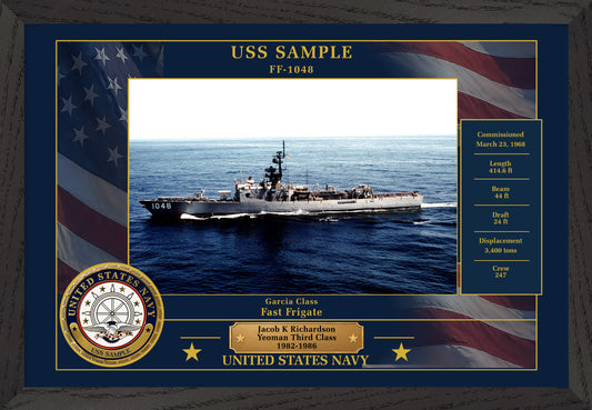 USS Sample FF-1048 Framed Patriotic Photo