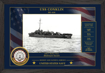 USS Conklin DE-439 Framed Patriotic Photo