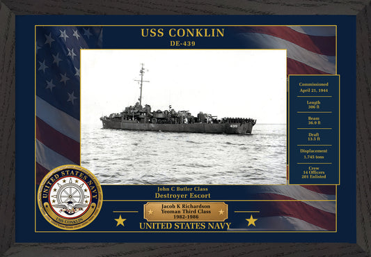 USS Conklin DE-439 Framed Patriotic Photo