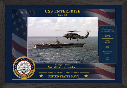 USS Enterprise CVN-65 Framed Patriotic Photo