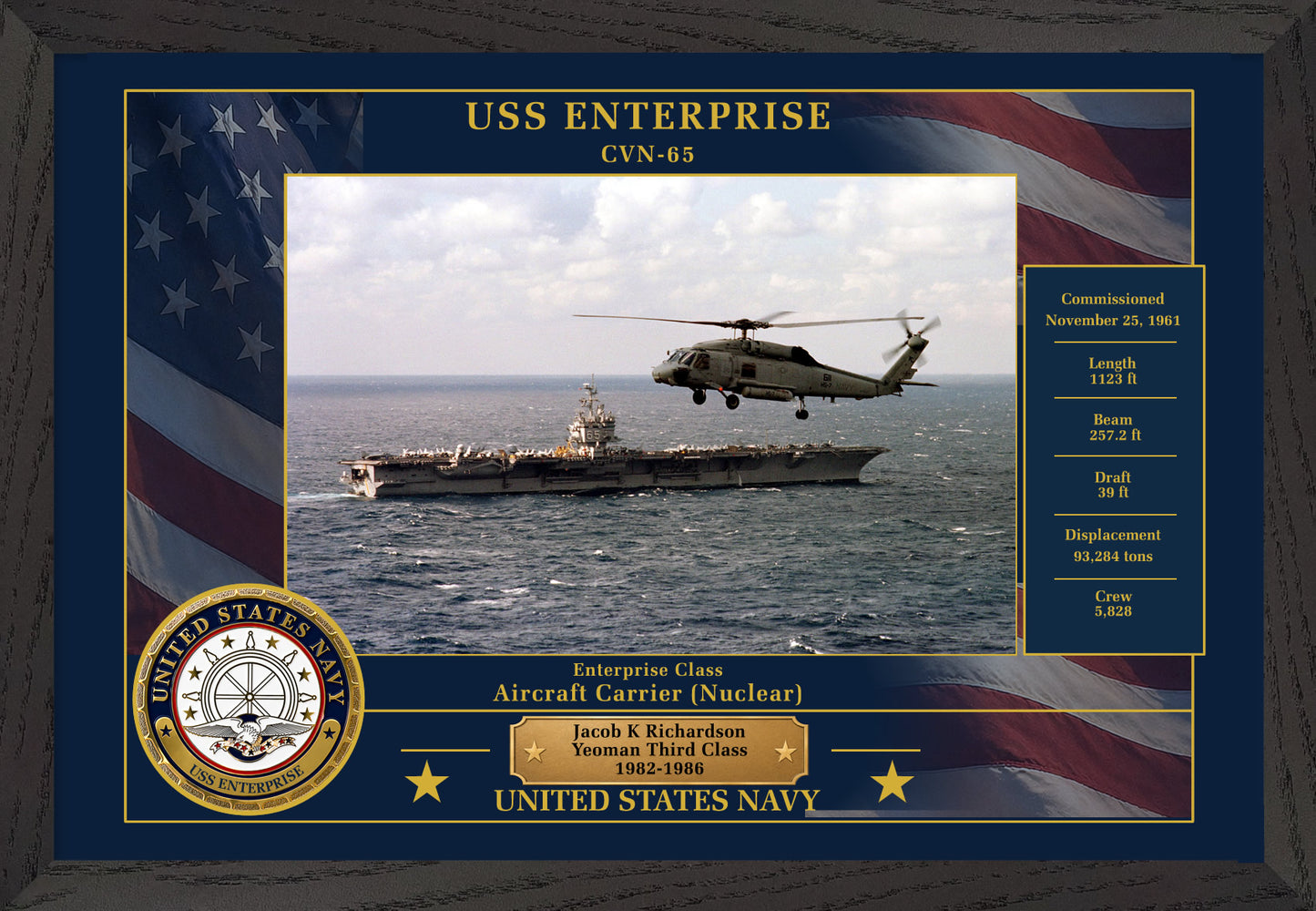USS Enterprise CVN-65 Framed Patriotic Photo