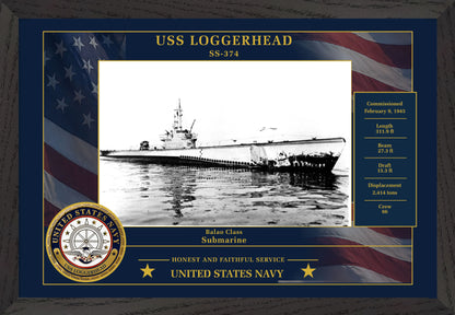 USS Loggerhead SS-374 Framed Patriotic Photo