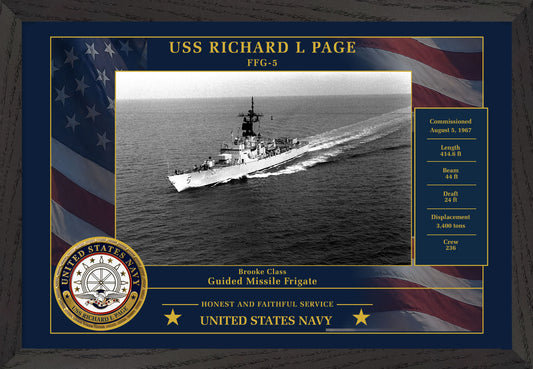 USS Richard L Page FFG-5 Framed Patriotic Photo