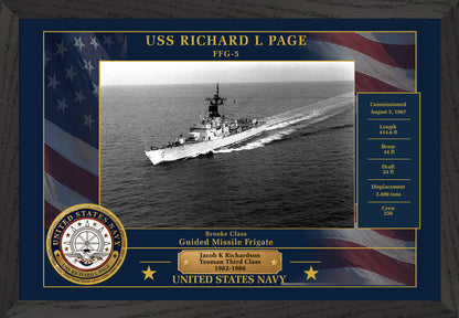 USS Richard L Page FFG-5 Framed Patriotic Photo