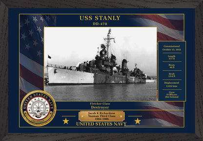 USS Stanly DD-478 Framed Patriotic Photo