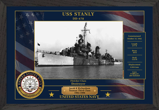 USS Stanly DD-478 Framed Patriotic Photo