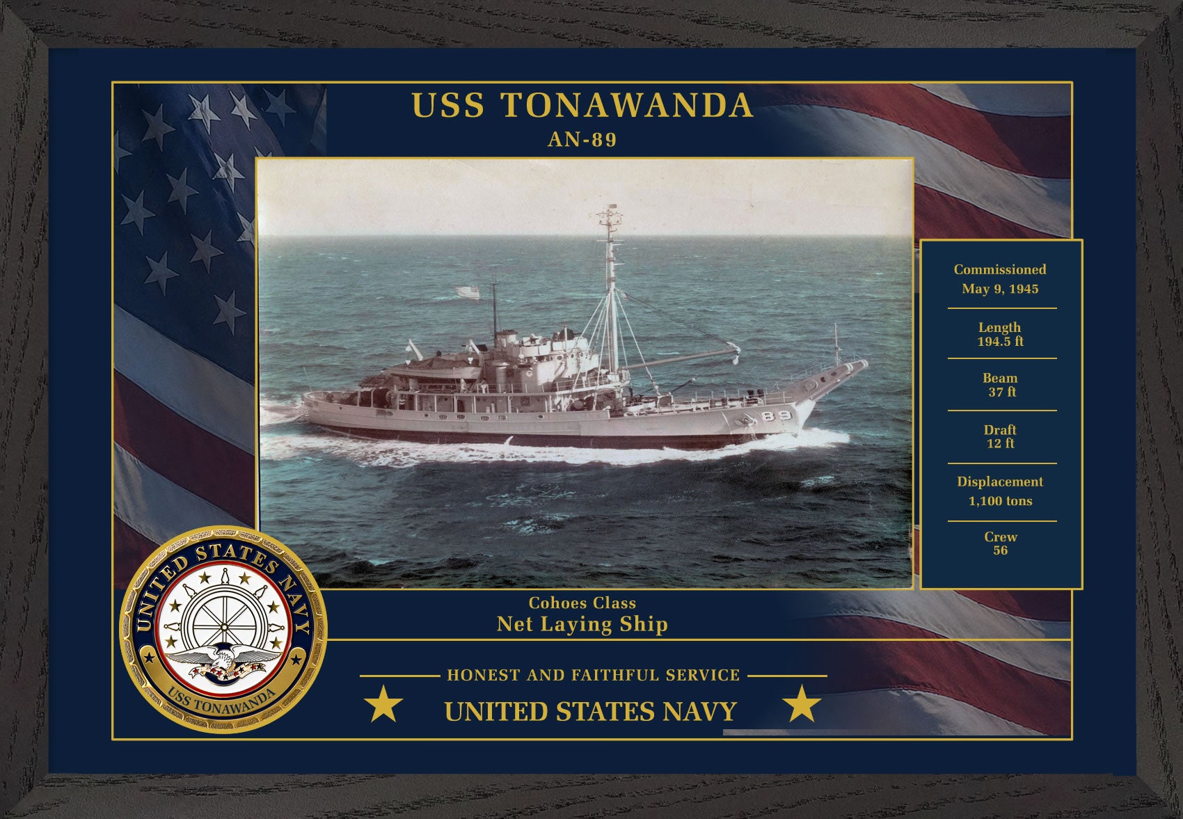 USS Tonawanda AN-89 Framed Patriotic Photo