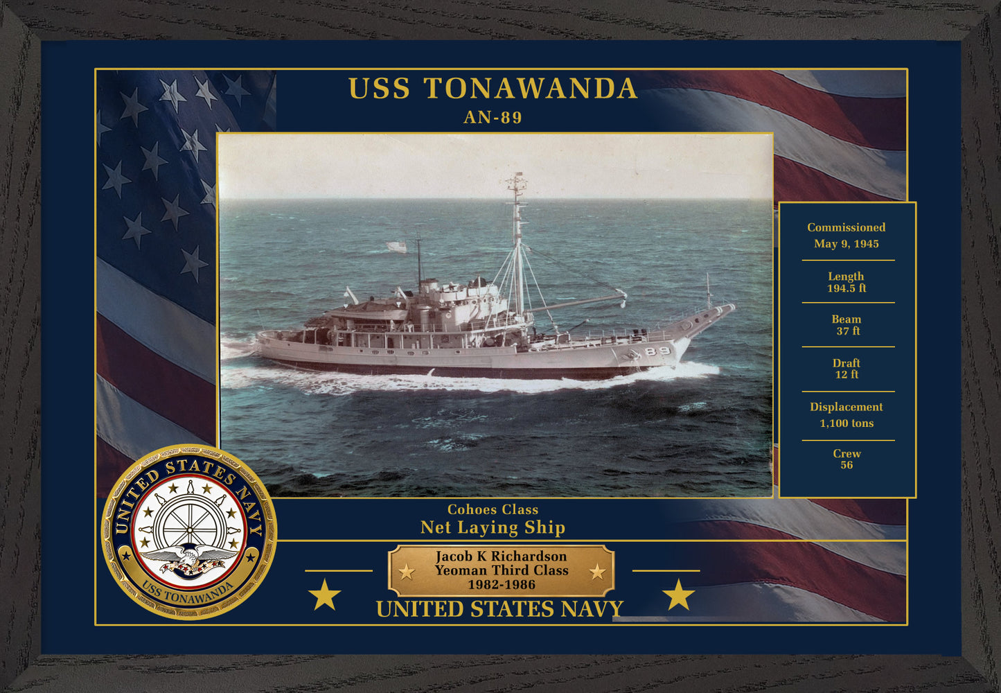 USS Tonawanda AN-89 Framed Patriotic Photo