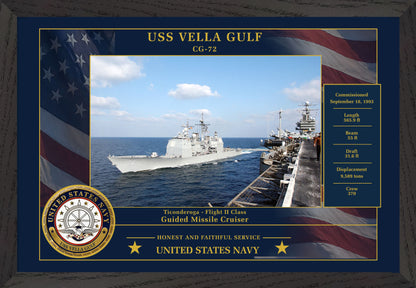 USS Vella Gulf CG-72 Framed Patriotic Photo