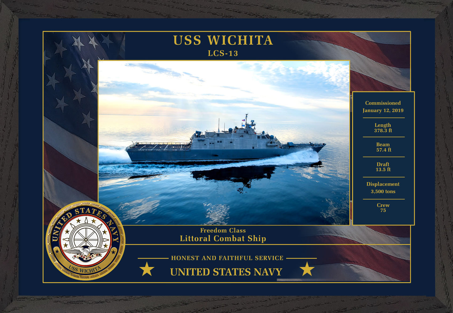 USS Wichita LCS-13 Framed Patriotic Photo
