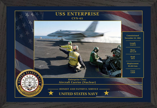 USS Enterprise CVN-65 Framed Patriotic Photo