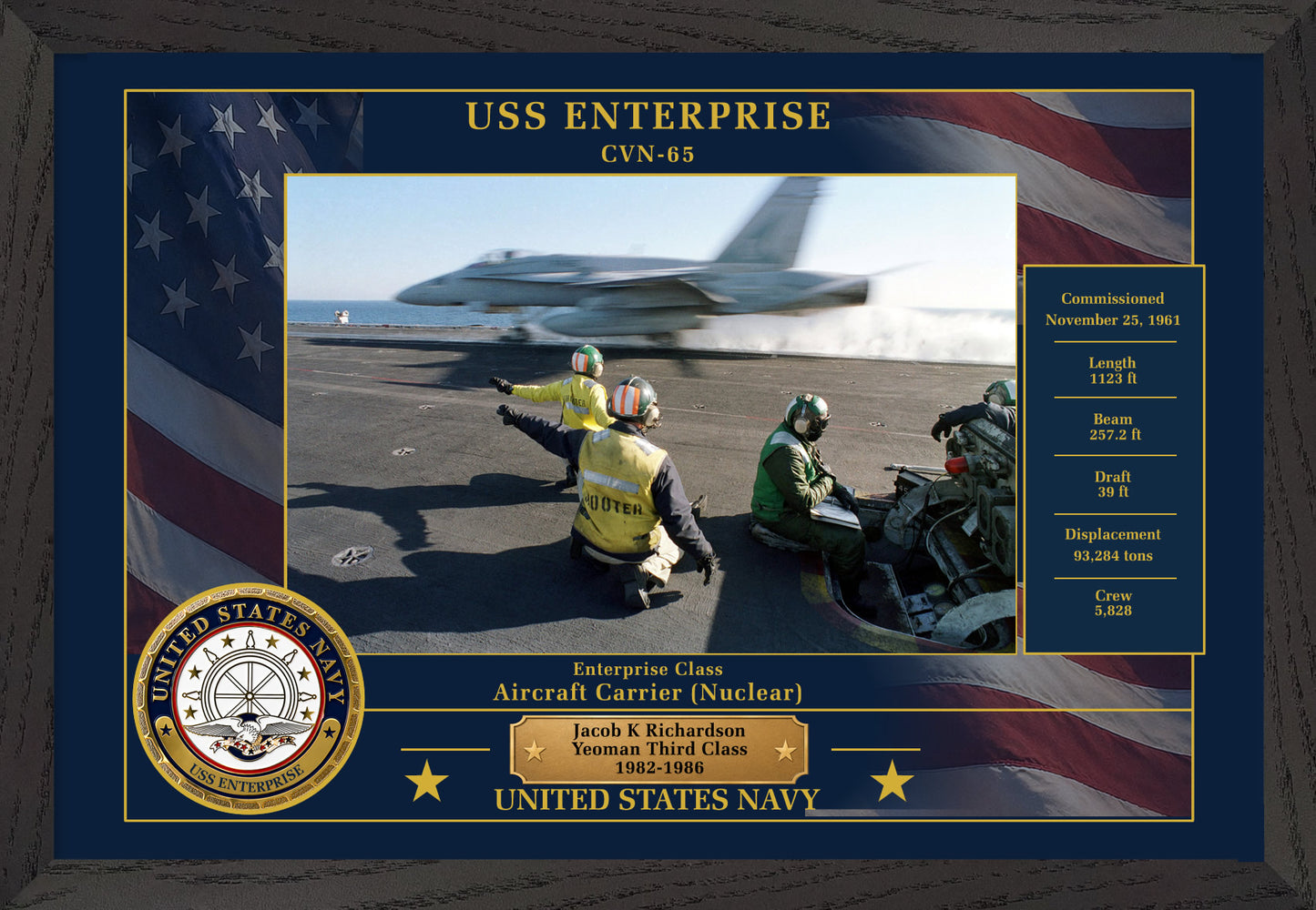 USS Enterprise CVN-65 Framed Patriotic Photo