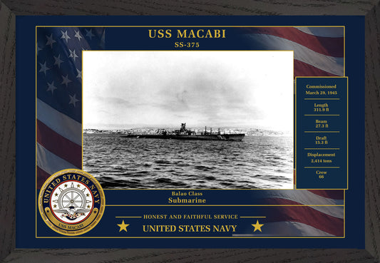 USS Macabi SS-375 Framed Patriotic Photo