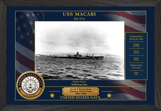USS Macabi SS-375 Framed Patriotic Photo
