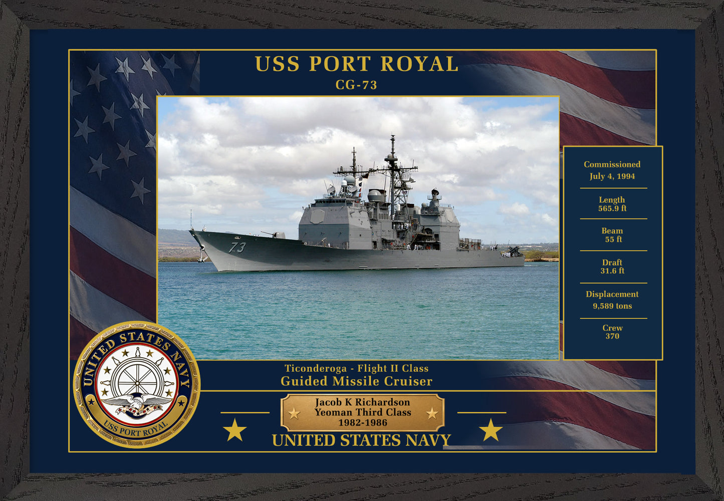 USS Port Royal CG-73 Framed Patriotic Photo