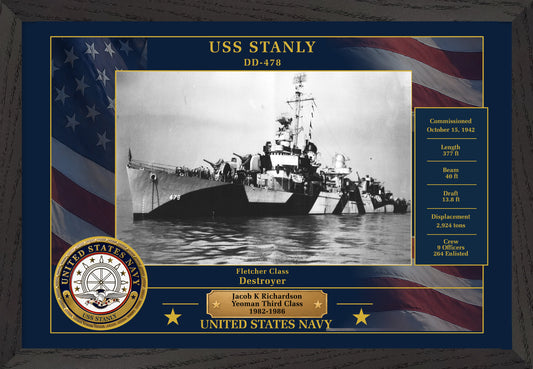 USS Stanly DD-478 Framed Patriotic Photo