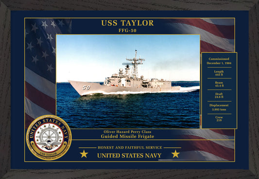 USS Taylor FFG-50 Framed Patriotic Photo